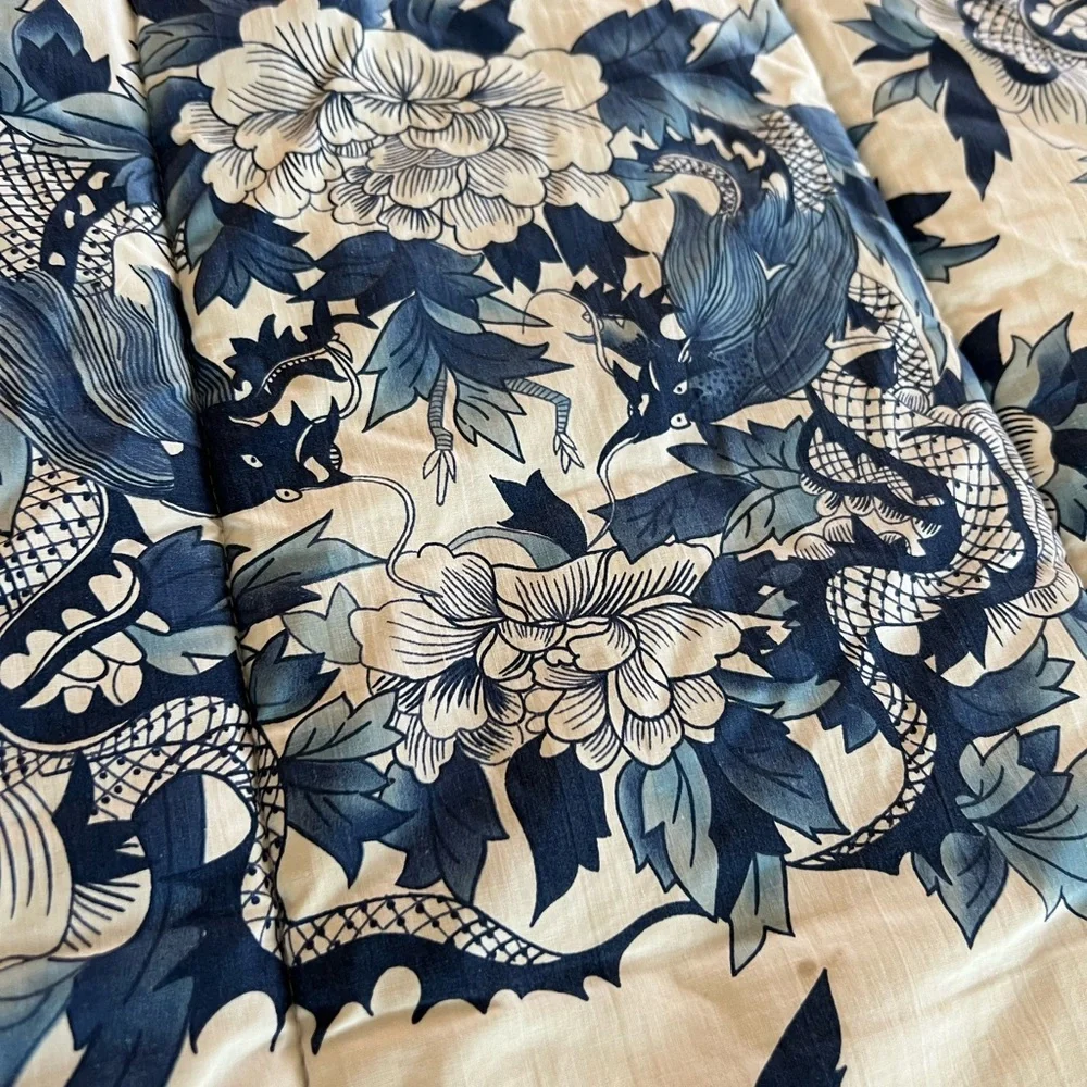 Ralph Lauren Blue and White Floral Dragon  Comforter